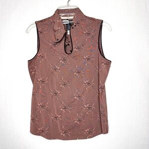 Jamie Sadock Vintage M Subdued Maroon Floral Sleeveless Top Golf Tennis Pickleba